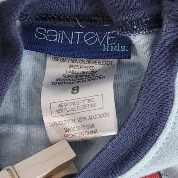 2/$15 Saint Eve Kids Skater 3 PC PJ Set Blue Size 8 Pants 2 Short Sleeve Shirts - Picture 4 of 11